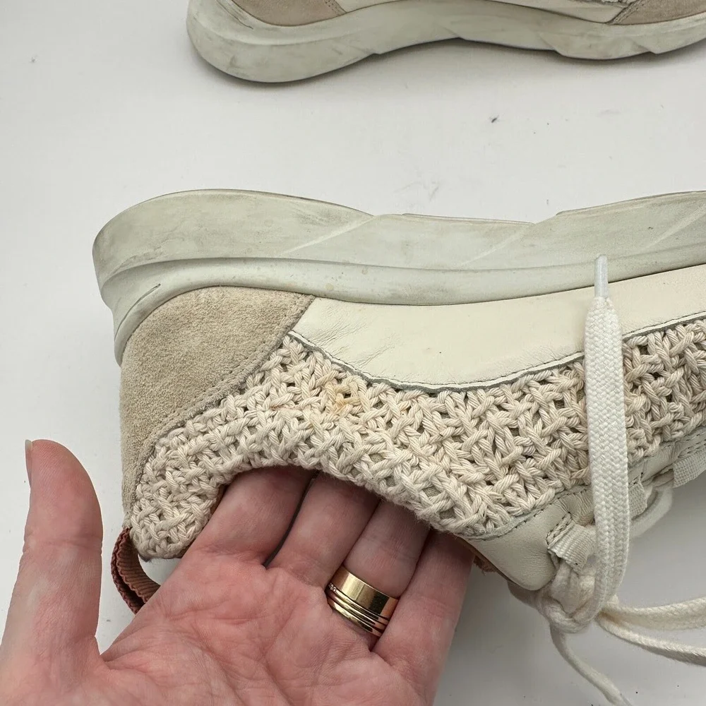 Sezane Souliers Sama Sneakers Shoes‎ Womens Size 10 Beige Crochet Luxury Indie